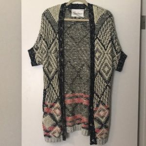 Cabi sweater- pink, navy, cream-  size XS